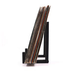 présentoir vinyles métal minimaliste noir industriel fixations vis sol unique