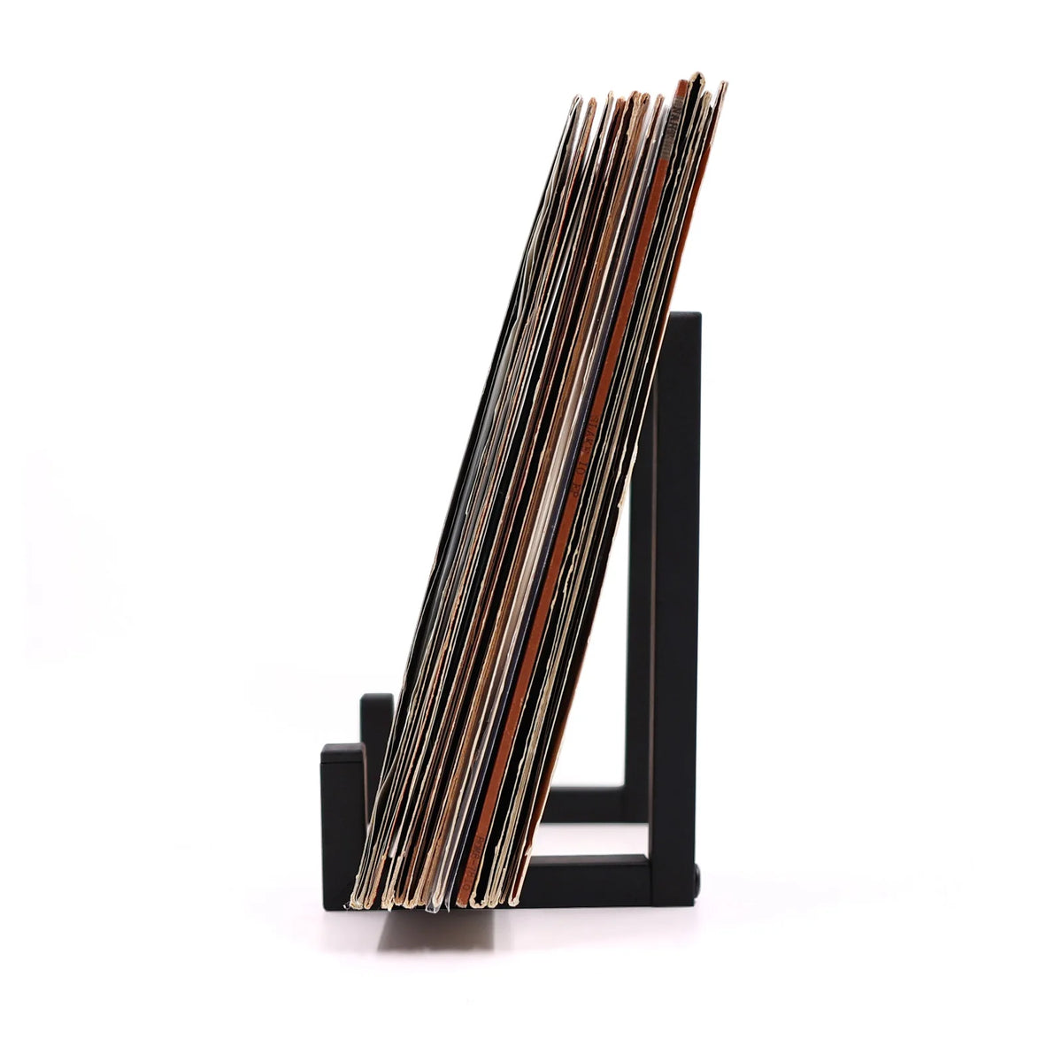 présentoir vinyles métal minimaliste noir industriel fixations vis sol unique
