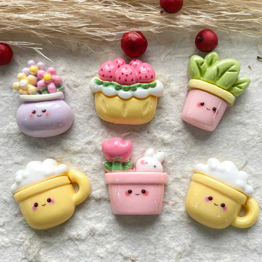 bijoux kawaii résine broches fleurs fruits animaux sourires violet rose pastelversible
