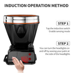 lampe frontale rechargeable noire orange bande ajustable indicateur lumineux mode