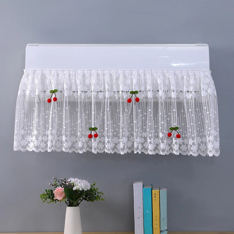couverture climatiseur moderne dentelle brodée fleurs blanc translucide anti poussière chambre coucher