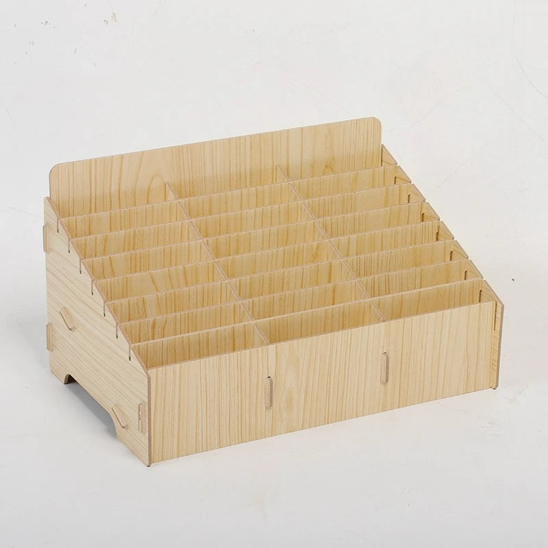 boîte rangement bois naturelle moderne grilles divisées bijoux accessoires rose marron minimaliste