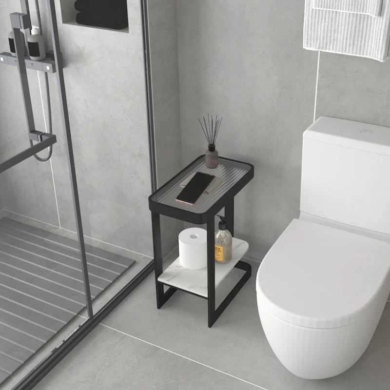 table salle bain moderne métal blanc texture grille gris marbre