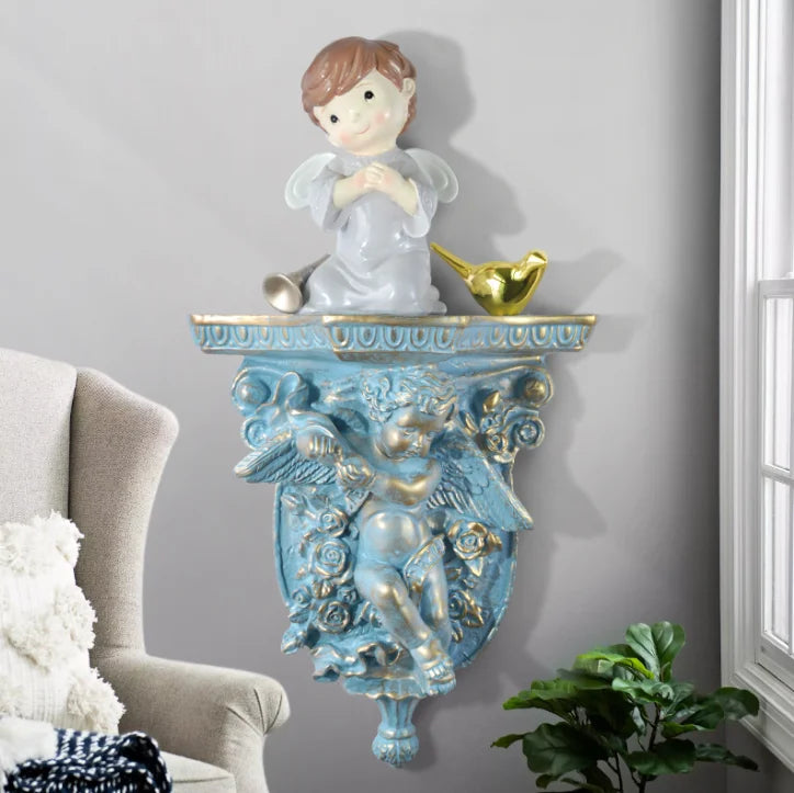 étagère murale 3d ange violon baroque décorative vases transparents motifs floraux angelot fixations murales