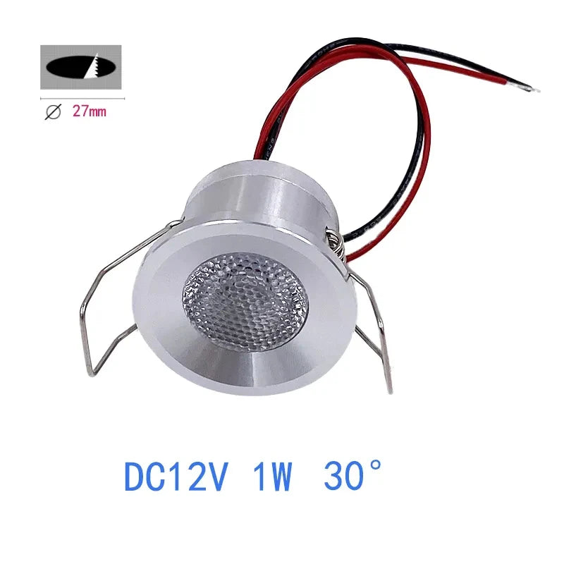projecteur led spot 1w 12v blanc argent noir veine surface moderne clips câbles