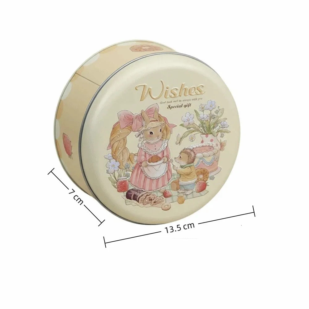 boîtes rondes métal dessin animé personnages mignons fruits animaux fleurs biscuits rose vert bleuclair