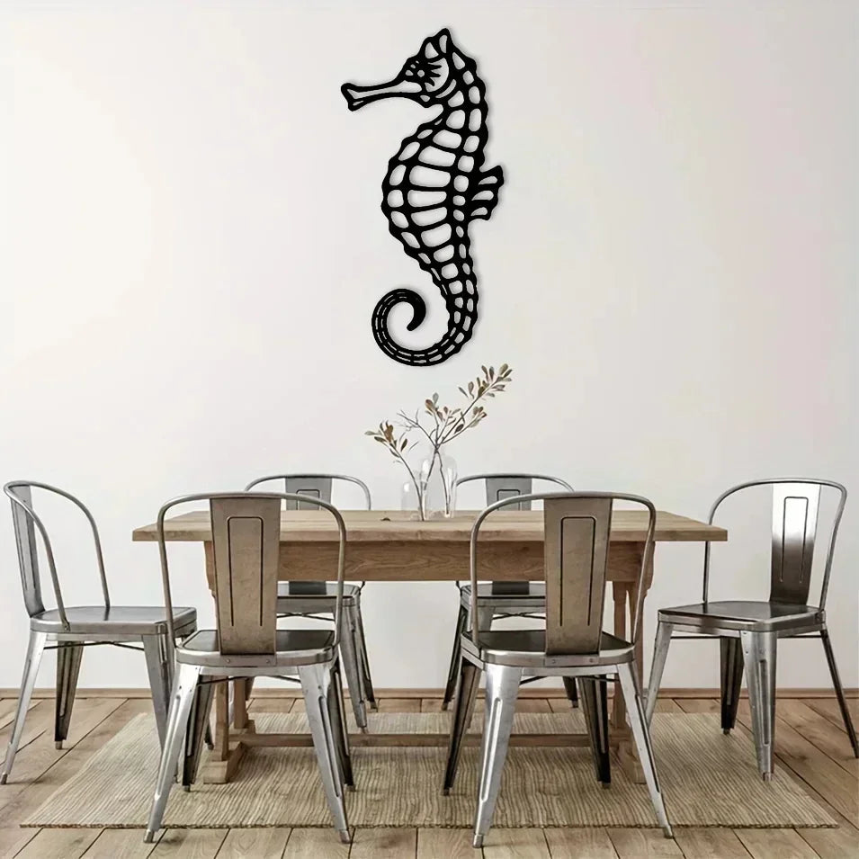 décoration murale hippocampe squelette noir moderne adhésif intérieur salon résistante
