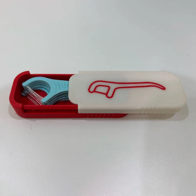 boîte rangement fil dentaire portable cure dents moderne adhésif blanc rouge bleu jaune