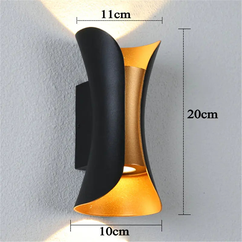 lumière murale led moderne étanche ip65 noir blanc or contemporaine fixations courbes élégantes