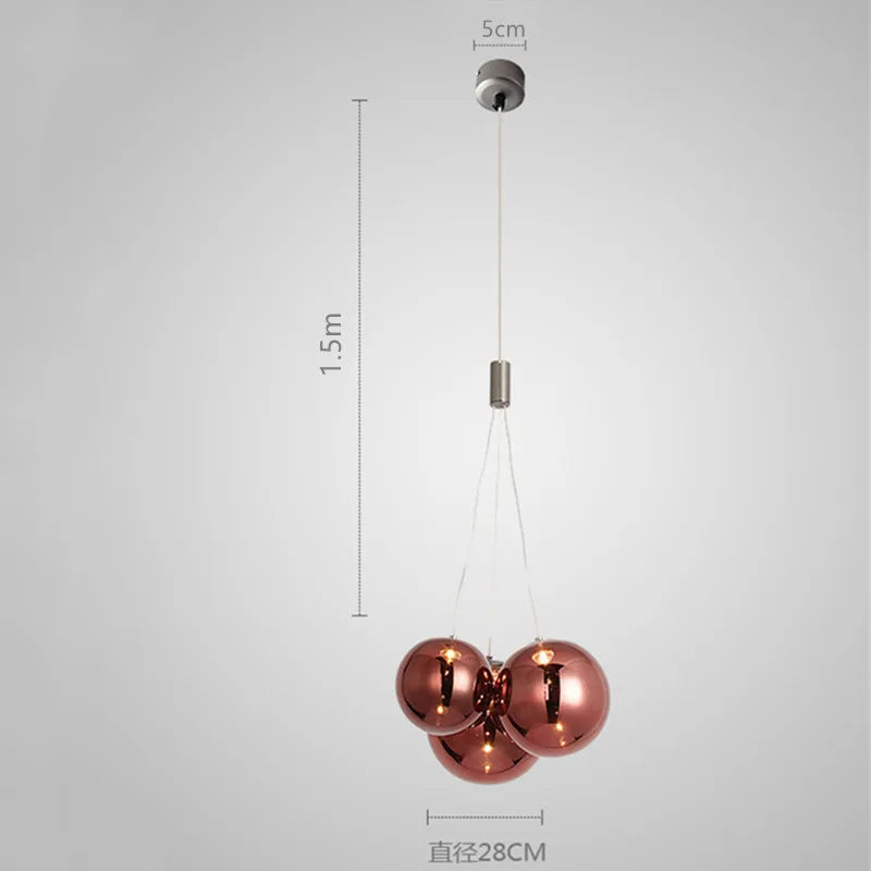 luminaire suspension pendentif boules verre doré transparent intérieur salon chambre decoration led neutre