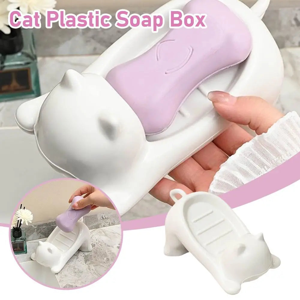 boîte savon forme chat blanc violet texture lisse moderne salle bain
