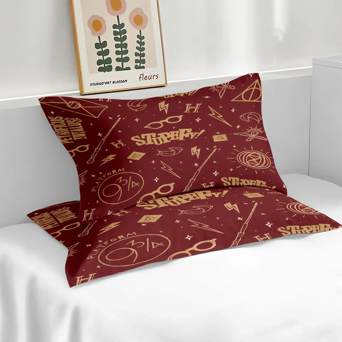 Literie rouge douce en polyester lavable en machine
