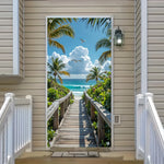 rideau décoration murale plage tropicale pont bois occasionnel fibre polyesterSuspensión