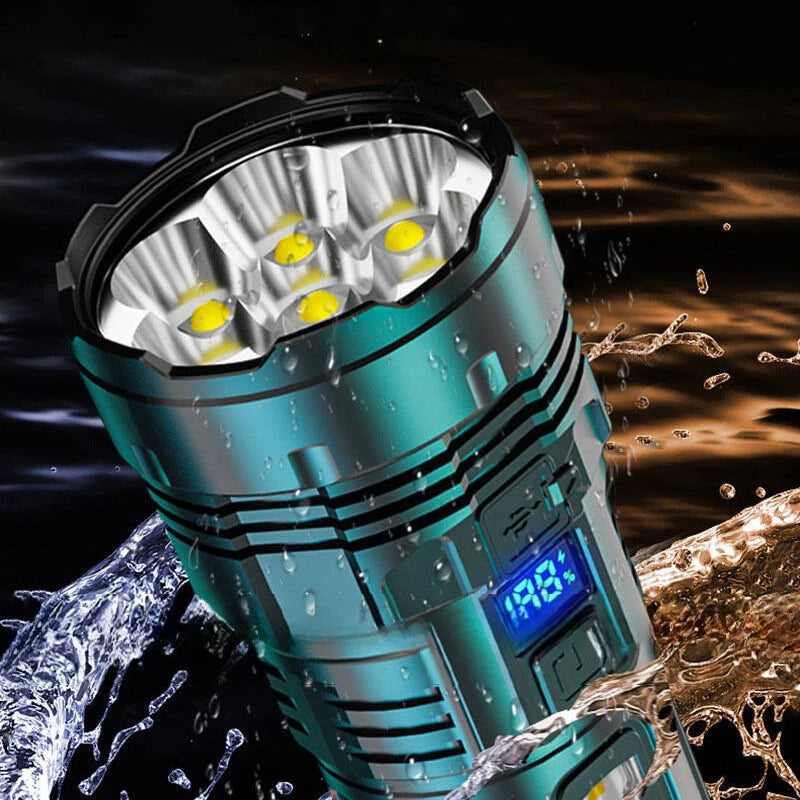 torche led rechargeable camping extérieur 30w lumiere intense noire bluetooth