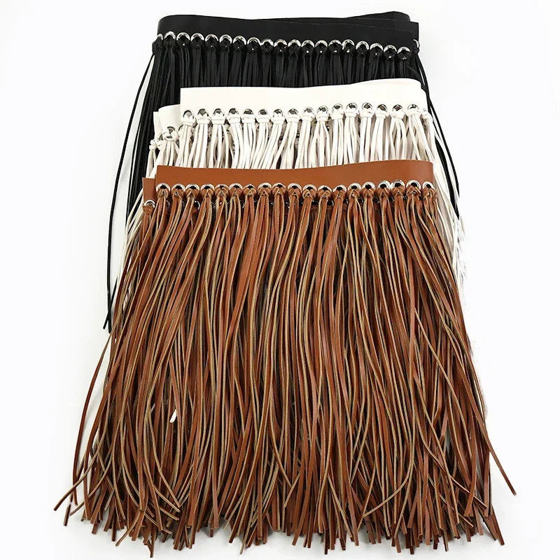 franges simili cuir noires blanches modernes vêtements textiles maison DIY decoration