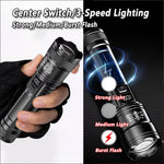 lampe torche led rechargeable usb super lumineuse zoomable mode réglable camping randonnée