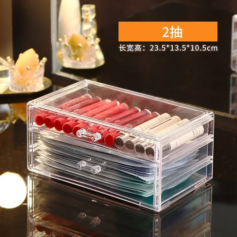 organisateur maquillage transparent moderne boîtes rangement poignées métalliques minimaliste rangement bijoux cosmétiques vernis ongles