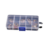 boîte rangement bijoux transparente pratique 10 compartiments clips cheveux poignée bleue