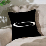 taie d'oreiller polyester motif géométrique moderne coussin carré noir symboles blancs étoile croix spirale