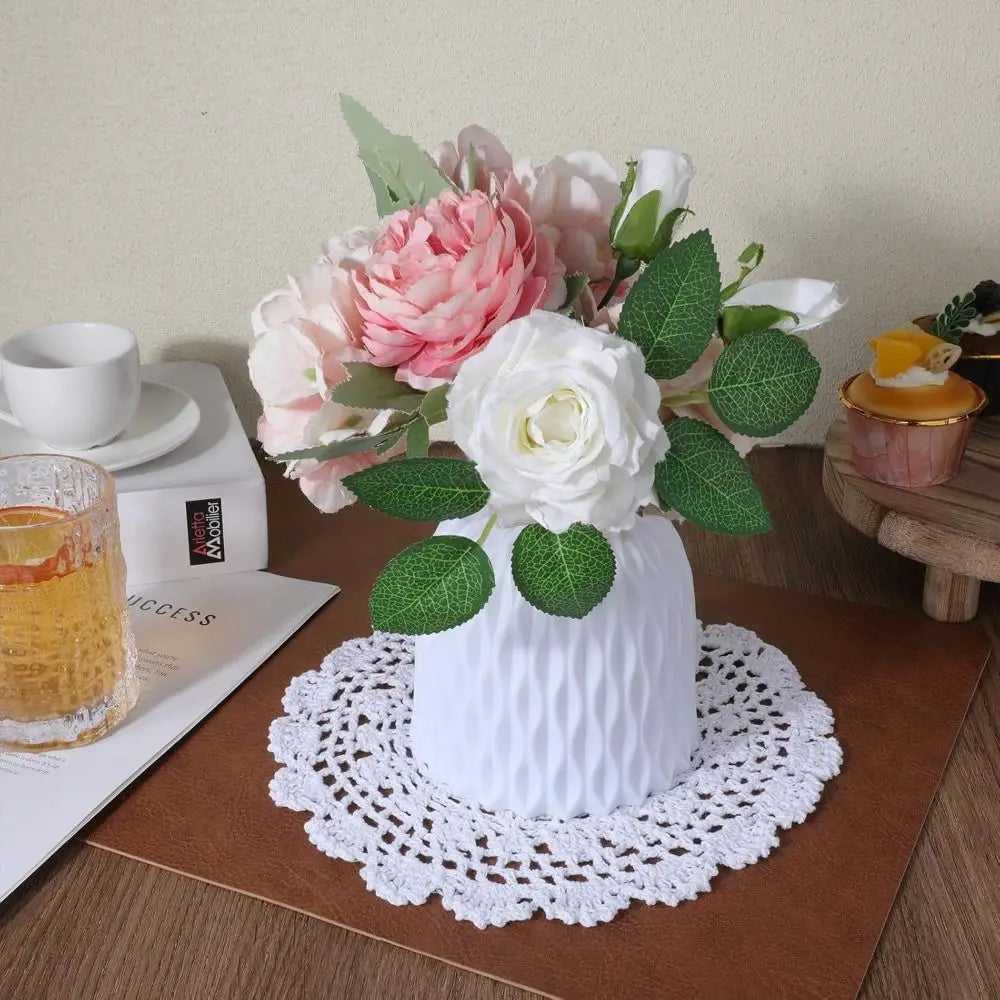 serviettes table crochet traditionnel motif floral beige clair blanc artisanal fête table manger