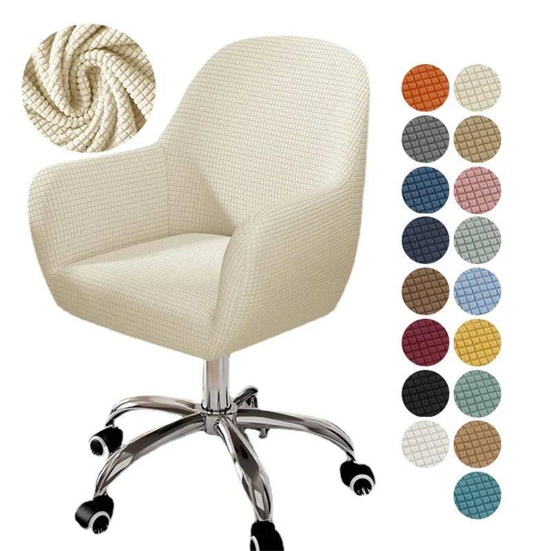 chaise moderne couverture tissu carreaux beige clair protection polyester elasthanne