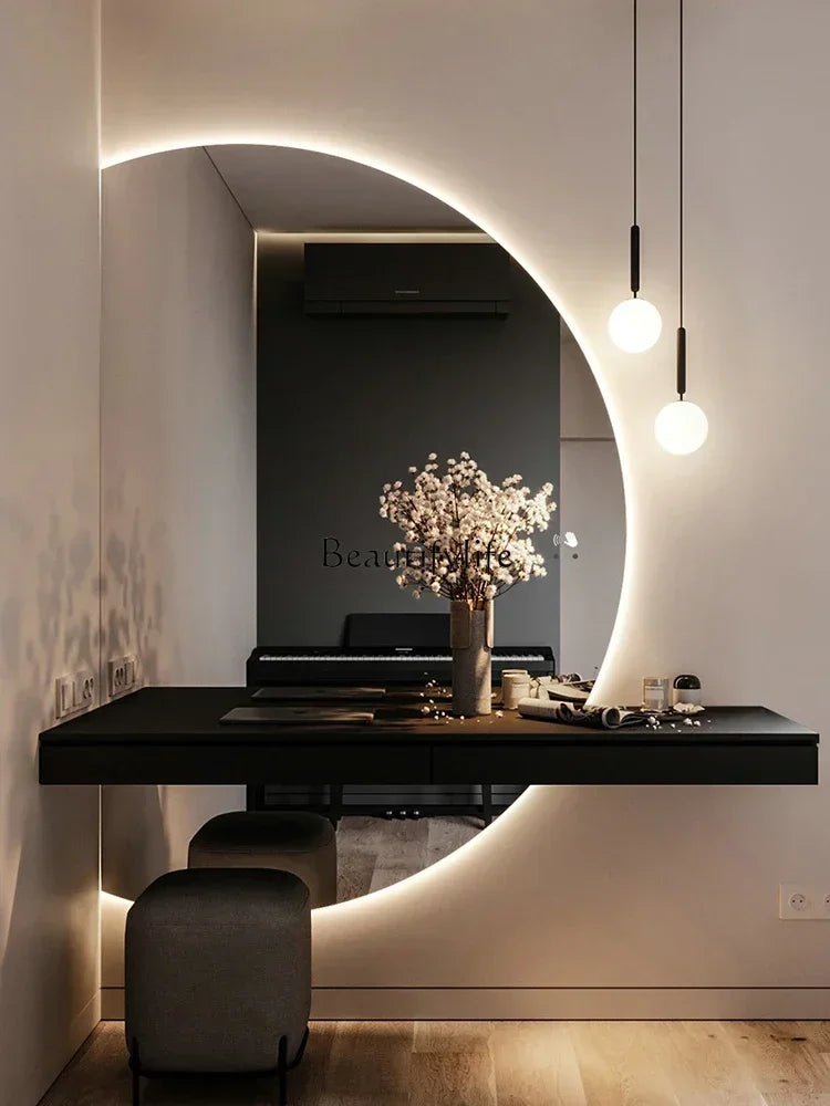 Grand miroir demi-rond mural design salon