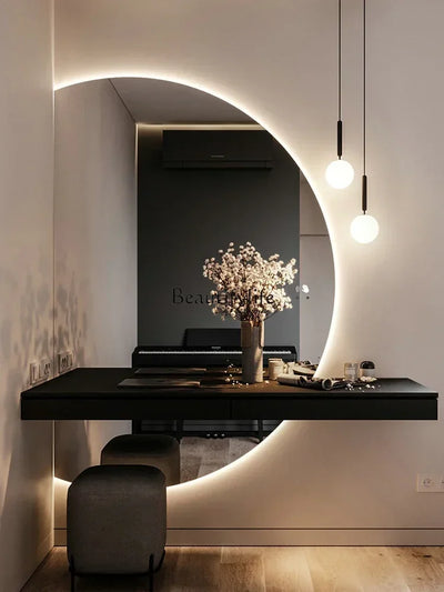 Grand miroir demi-rond mural design salon