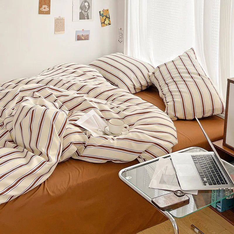 Ensemble complet avec drap plat et taies d'oreiller