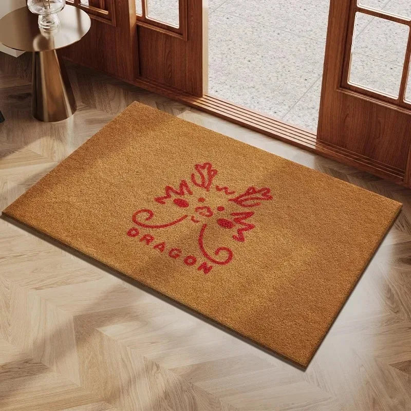 tapis d'entrée marron clair textile naturel antidérapant moderne 100% polyester 40x60cm 50x80cm 80x120cm