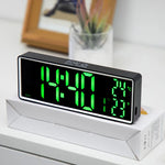 horloge numérique moderne écran led blanc noir vert compact rechargeable alarmes snooze acoustic control