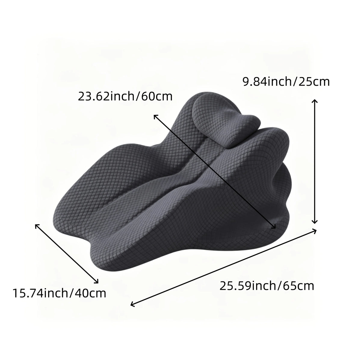 coussin ergonomique gris tissu 3d contour zones soutien lumbar cervical thoracique