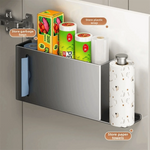 support mural adhésif gris moderne rangement papier toilette plastique sacs poubelles multifonction humidité résistance