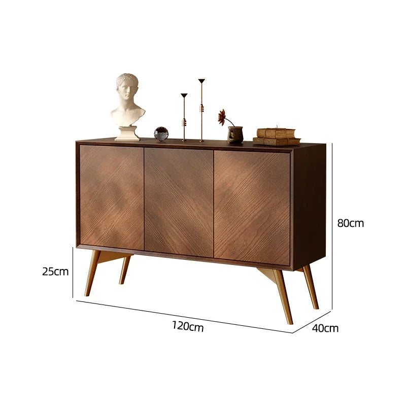 meuble rangement marron rayures diagonales moderne 80cm hauteur pieds bois salon chambre