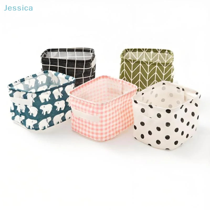 panier rangement pliable tissu coton lin motif ours polaire chambre placard