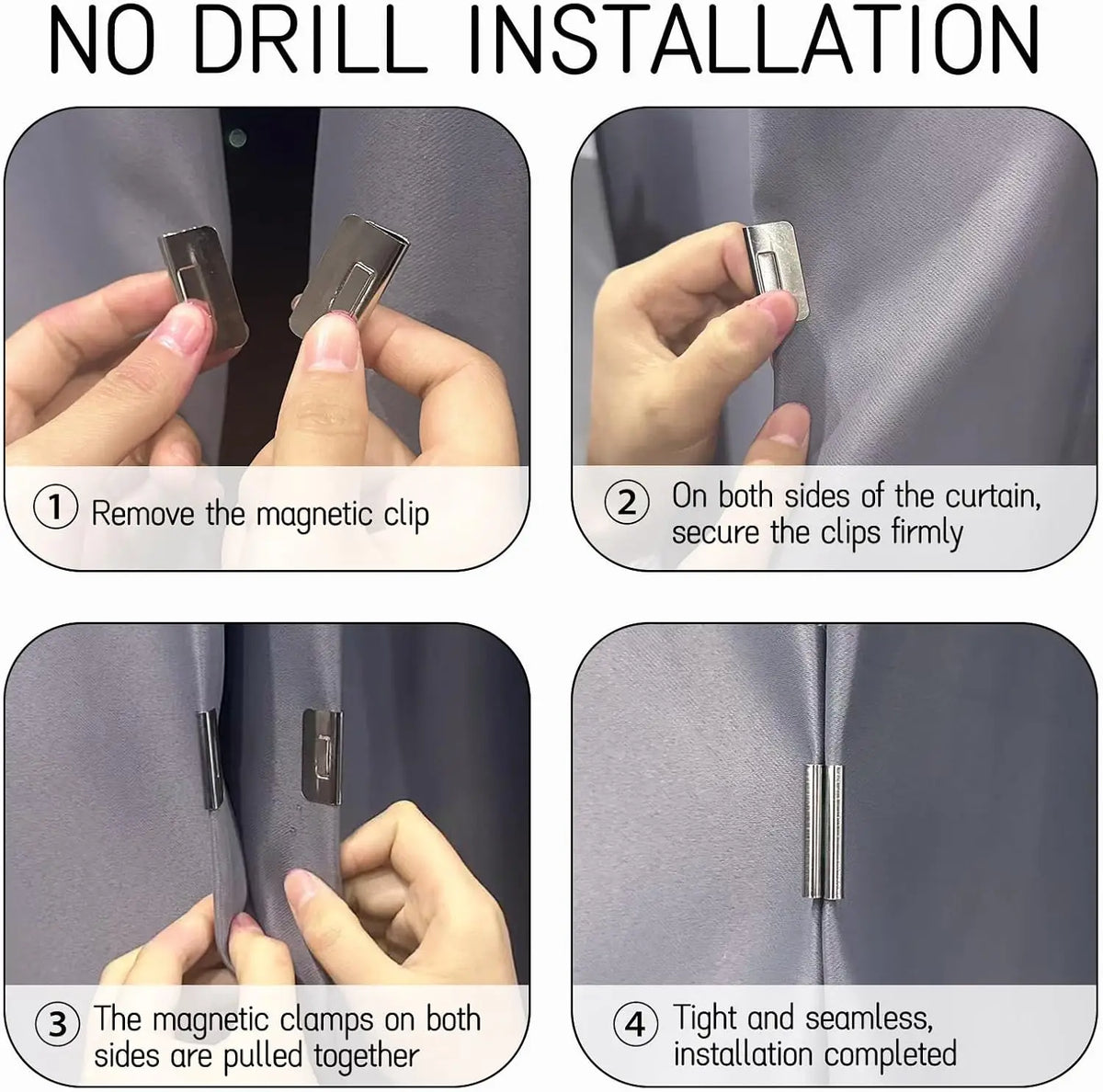 clips magnétiques argentés modernes rideau adhésifs sans couture 10 paires