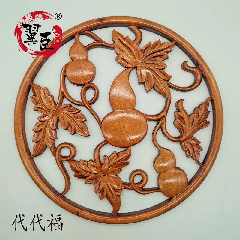 décoration murale bois sculpté oiseaux poissons fleurs traditionnelle circulaire animal compagnie