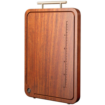 planches découper bois massif rainure jus graduée tablier beige viande hachée tomates concombres rustic
