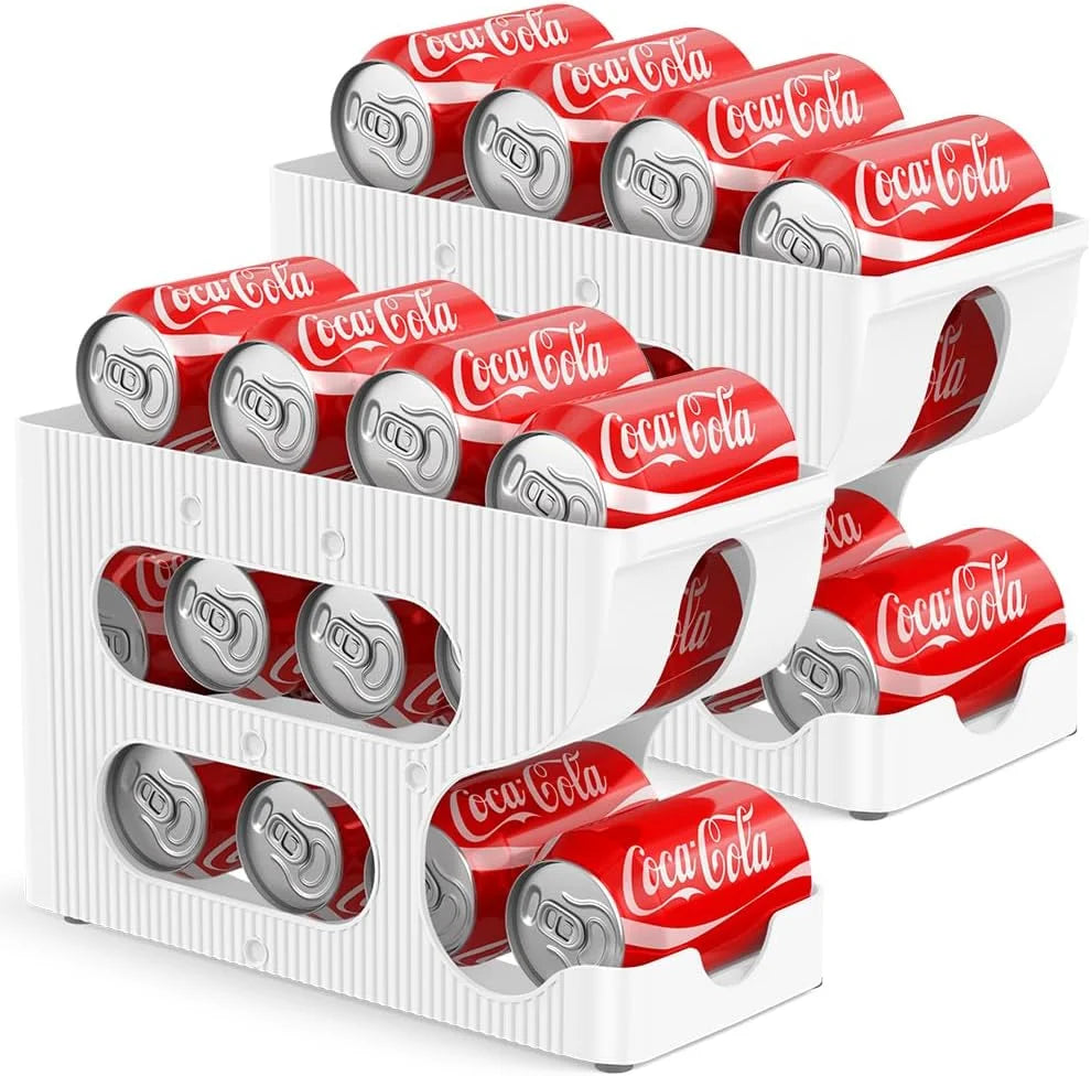 support canettes soda blanc rayures horizontales moderne réfrigérateur cuisine.stockage boisson organisation