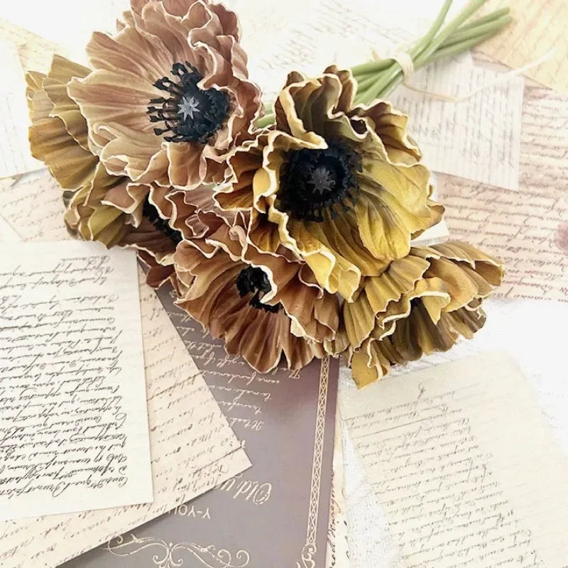 bouquet artificiel coquelicot vintage feuilles rouges noires intérieur extérieur mariage festiveDecorationintérieur