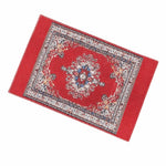 tapis miniature floral tissé classique couleurs vives franges accessoire poupée ornements géométriques 10.7cm 7cm