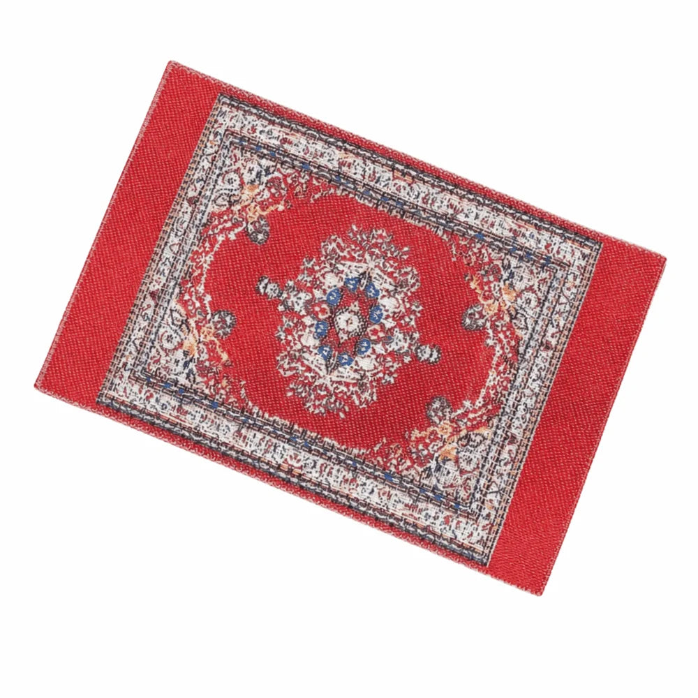 tapis miniature floral tissé classique couleurs vives franges accessoire poupée ornements géométriques 10.7cm 7cm