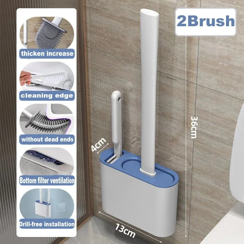 brosse wc adhésive support double adhésif poils doux moderne salle bain blanc