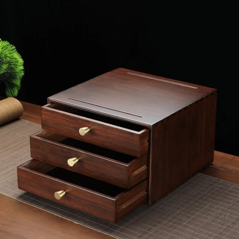 boîte thé marron foncé texture bois naturelle classique rouleau thé couteau thé