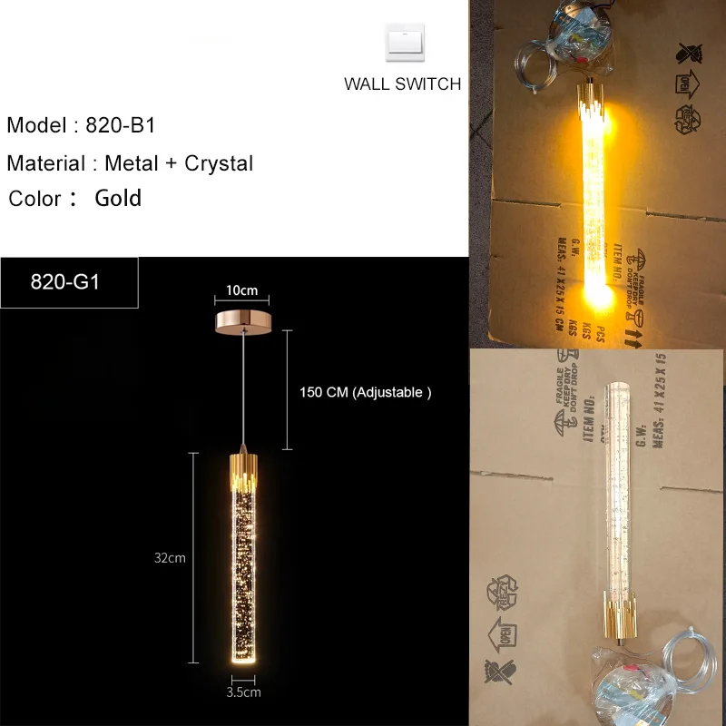 Suspension lumineuse moderne cristal bulle transparente dorée éclairage salle manger led 2000 82000 lumens