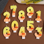 bougies anniversaire chiffre winnie ourson sequins dorés jaune orange blanc