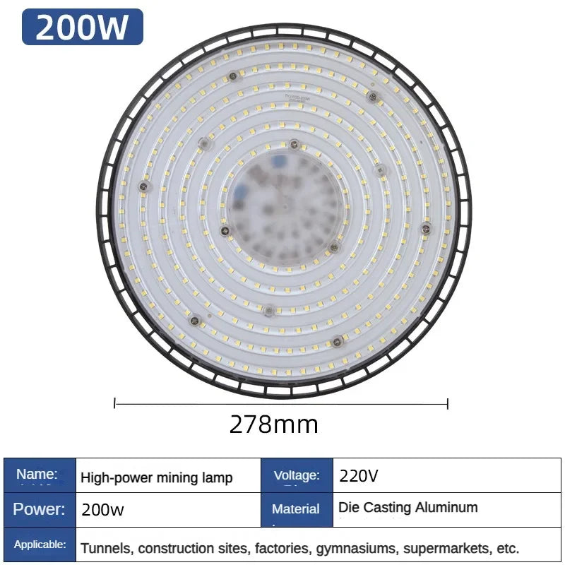 lampe led industrielle 200w noir moderne certification vde ul rohs ccc cqc