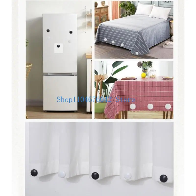 boucles magnétiques adhésives rideau douche noir blanc modernes salle bain fixations
