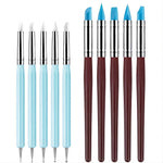 stylos pointe silicone bleu clair brun foncé pointes diverses modernes lisses opaques sculpteur nail