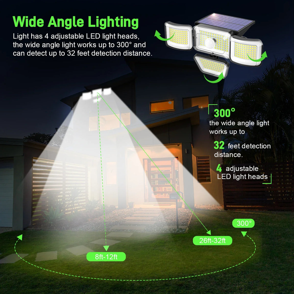lampes solaires extérieures ip65 détecteur mouvement télécommande autonome noir blanc moderne