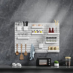 panneau rangement mural perforé blanc moderne clips étagères porte clés carte papier téléphone crayon